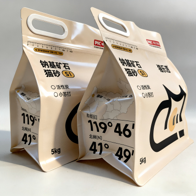 کیسه خاک گربه مهر و موم شده هشت طرفه با دسته زیپ